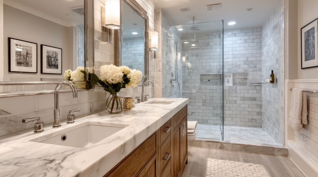 Bathroom remodel with walk-in shower